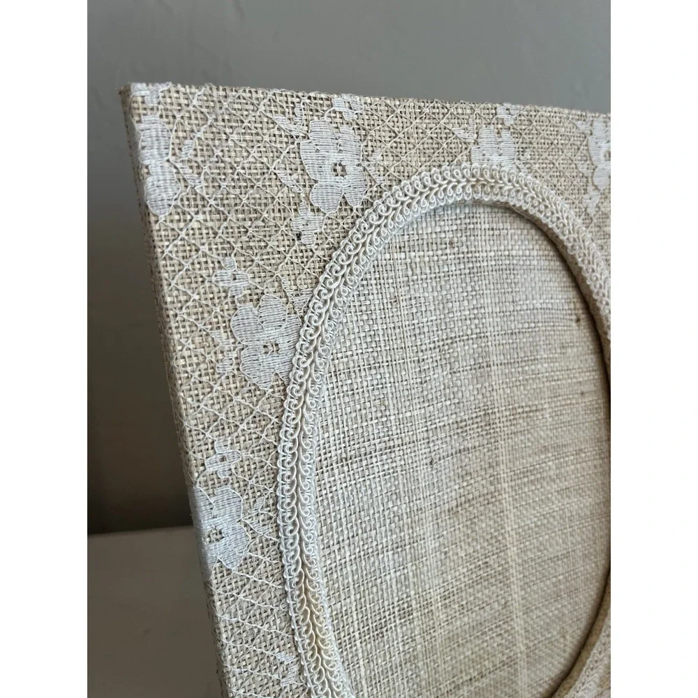 Victorian Shabby Romantic Photo Picture Frame Set Burlap Lace Lenox Porcelain